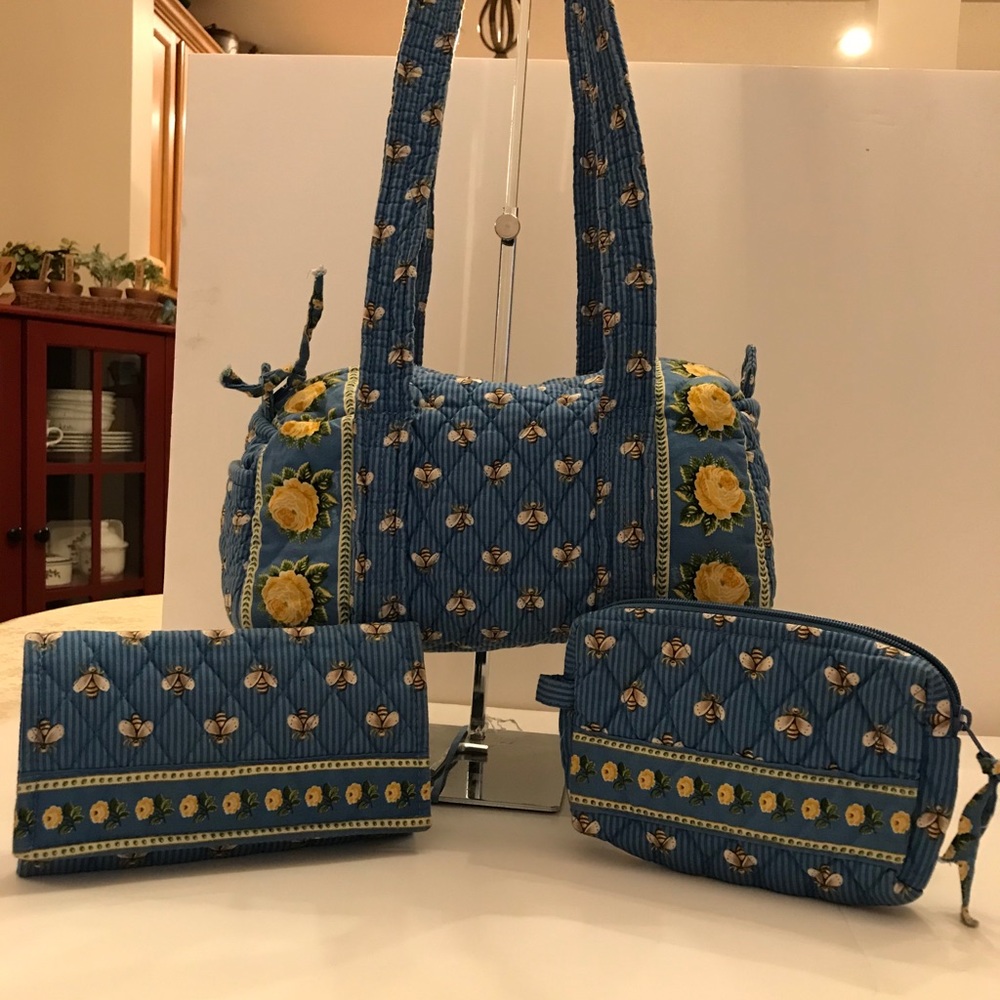Vera Bradley roll bag, wallet and makeup bag